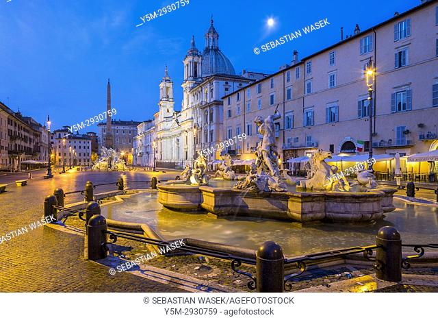Fountain of Neptune at Piazza Navona, Rome, Lazio, Italy, Europe