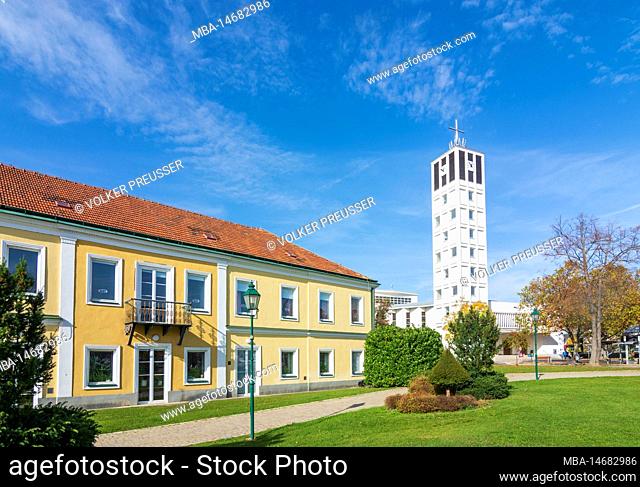 Ternitz, Roman Catholic Parish Church of the Sacred Heart of Jesus, house Herrenhaus in Vienna Alps, Lower Austria, Austria