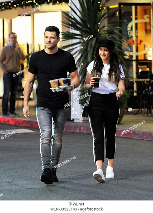Mark Wright and wife Michelle Keegan gets a quick fix at starbucks in Bel Air Ca. Featuring: Mark Wright, Michelle Keegan Where: Bel Air, California