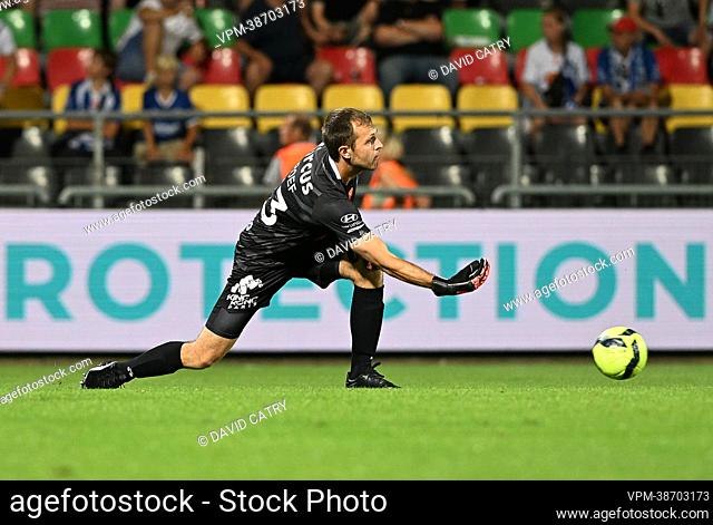 Gent's goalkeeper Davy Roef pictured in action during a soccer match between KV Oostende and KAA Gent, Friday 12 August 2022 in Oostende