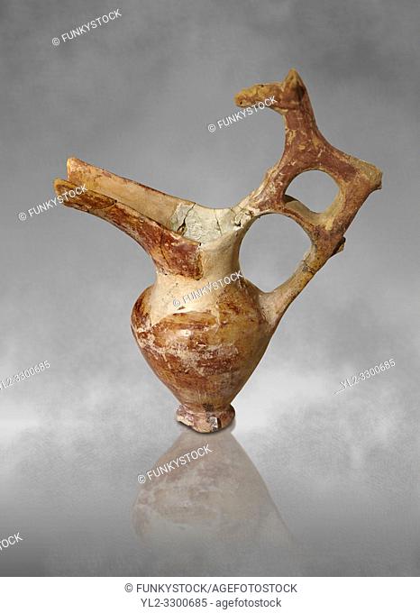Bronze Age Anatolian terra cotta spouted pitcher with animal shaped handle - 19th to 17th century BC - Kültepe Kanesh - Museum of Anatolian Civilisations