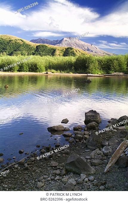 , Mount St Helens National Volcanic Monument Coldwater Lake mountain Saint MT volcano Washington State WA , Mount St Helens National Volcanic Monument Coldwater...