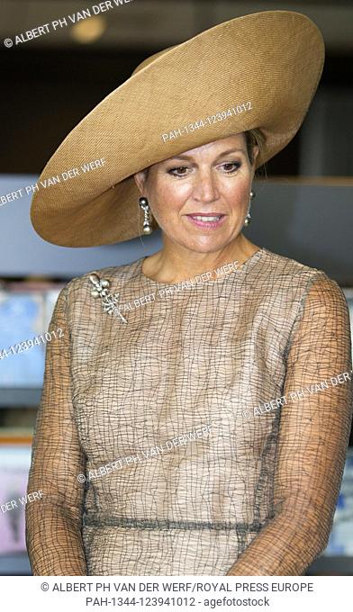 Queen Maxima of The Netherlands at the Bibliotheek West Achterhoek in Doetinchem, on September 04, 2019, to talk with people from different target groups who...