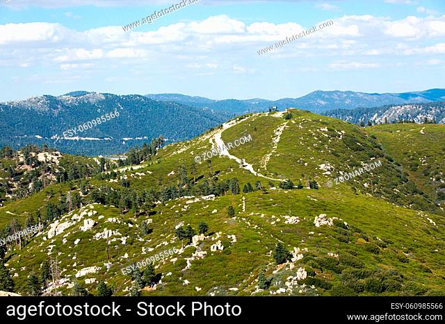 Keller Peak and ski resort on a hot summer's day near Los Angeles, California, USA