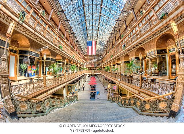 The Arcade in Cleveland, Ohio, a landmark shopping and mercantile center dating from 1890, was one of the first indoor shopping centers in America