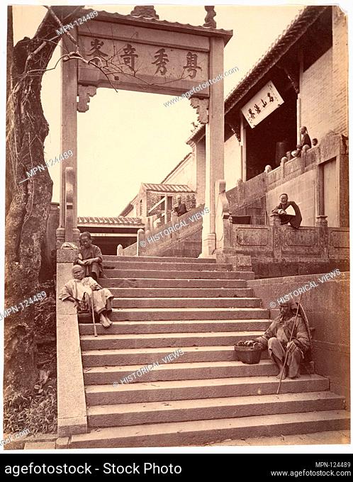 Beggars at the Gate of a Temple, Canton. Artist: Attributed to John Thomson (British, Edinburgh, Scotland 1837-1921 London); Date: ca