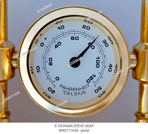 Gold colored thermometer