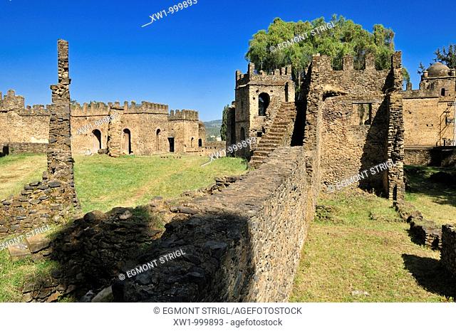 ruin of turkish bath, Royal Enclosure Fasil Ghebbi, UNESCO World Heritage Site, Gonder, Gondar, Amhara, Ethiopia, Africa