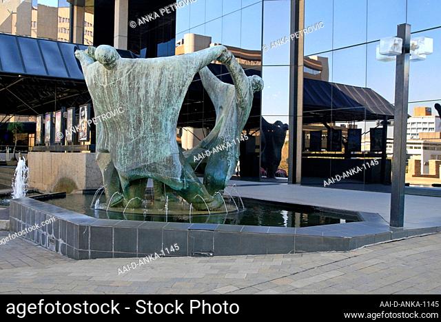 Statues in front of Joburg Theatre called The Playmakers by Ernest Ullman, Braamfontein, Johannesburg, Gauteng, South Africa
