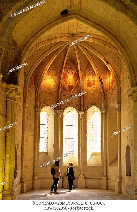 Trinidad Chapel and painting in fresco XIII Century  St  Emilion Dordogne Valley. Bordeaux, Aquitaine, France