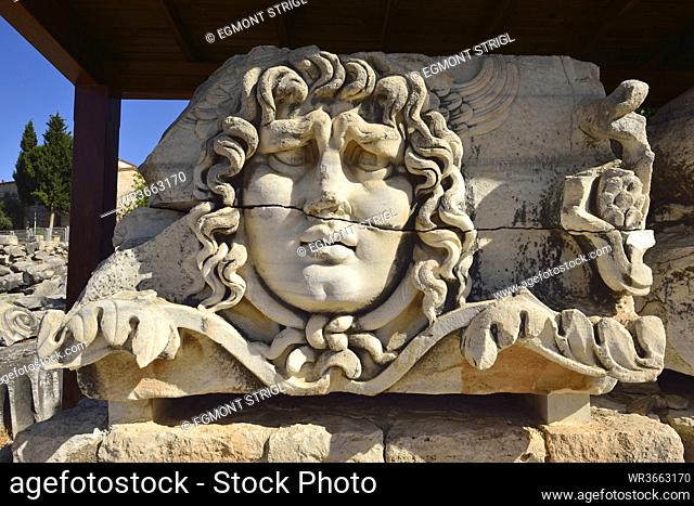 Turkey, Didyma, Sculpture of Medusa at Apollon Temple