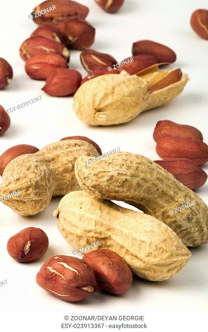 Raw peanuts in shells and shelled peanuts