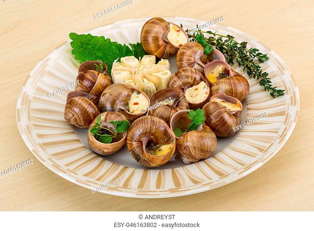 Escargot with rosemary, thyme, garlik and melissa
