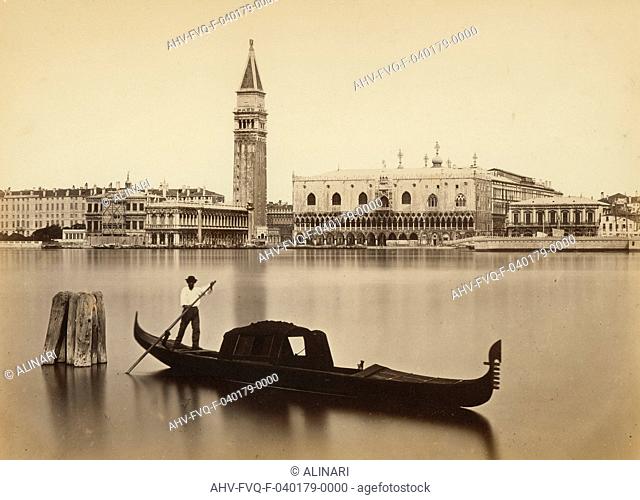 Gondolier in the lagoon of Venice (XIV - XV century), shot 1865 ca. by Ponti, Carlo