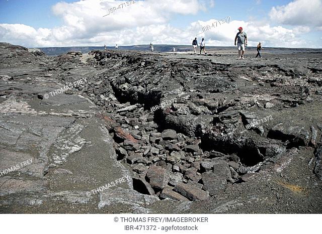 Igneous rocks at the Chain of Craters Road in the Volcano-National Park on Big Island, Hawaii, USA