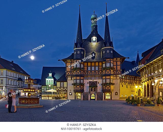 City Hall at the market square in Wernigerode, Harz, Saxony-Anhalt, Germany