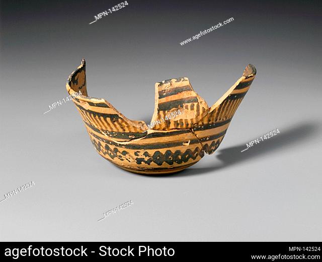 Terracotta vase in the form of a basket. Period: Geometric; Date: late 8th century B.C; Culture: Greek, Attic; Medium: Terracotta; Dimensions: H