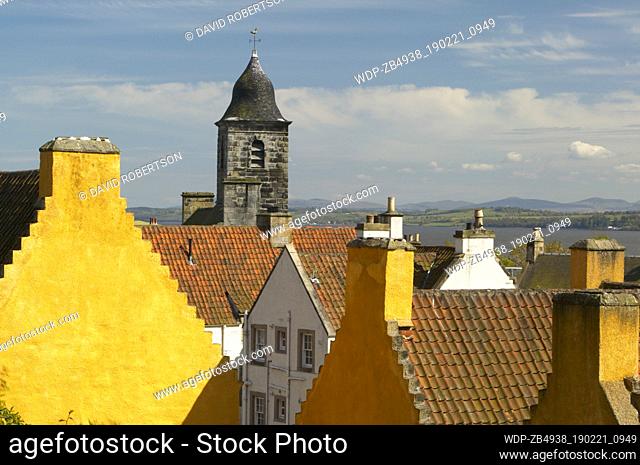 Scotland, Fife, Culross. View over Culross Palace to the Town House. Properties of the National Trust for Scotland