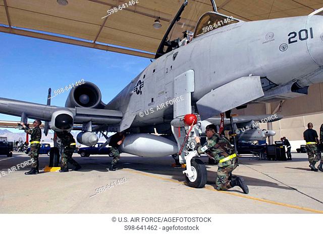 Airmen from the 355th Maintenance Group prepare an A-10 Thunderbolt II for launch Feb. 17 during an operational readiness exercise at Davis-Monthan Air Force...