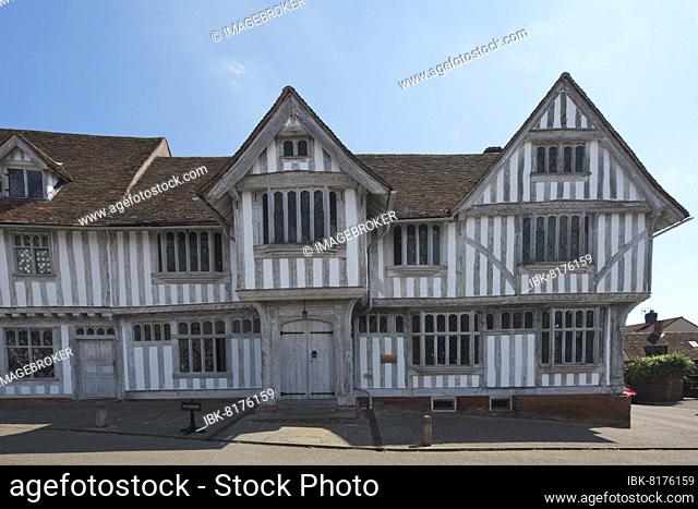 Houses in Lavenham in typical half-timbered architecture, Suffolk, England, Great Britain