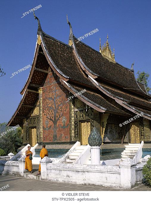 City, Door, Golden, Heritage, Holiday, Landmark, Laos, Asia, Life, Luang prabang, Monastery, Mosaic, Tourism, Travel, Tree, Unes