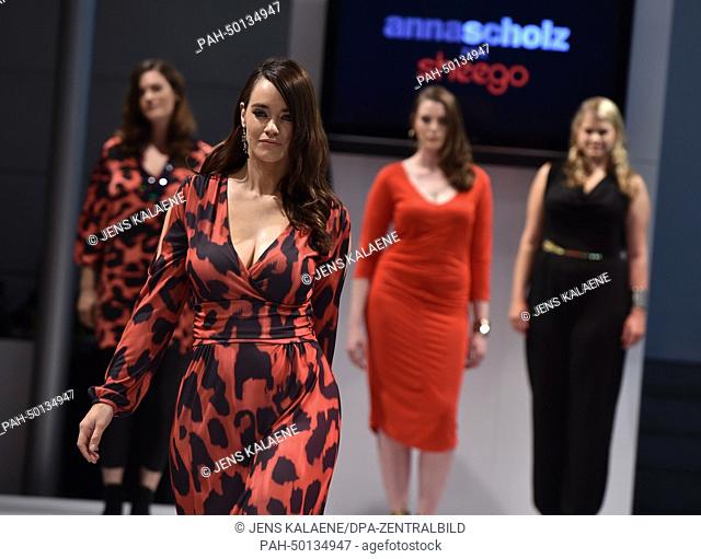 Models present creations for the spring/summer 2015 collection by Anna Scholz at the Sheego fashion show as part of fashion expo Curvy is Sexy part of week in...