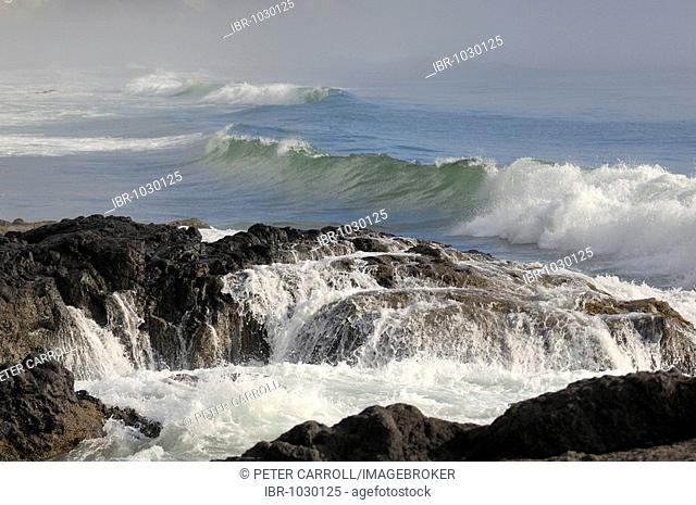 Waves crashing into the shore of the Oregon coast, Cape Perpetua, Oregon, USA