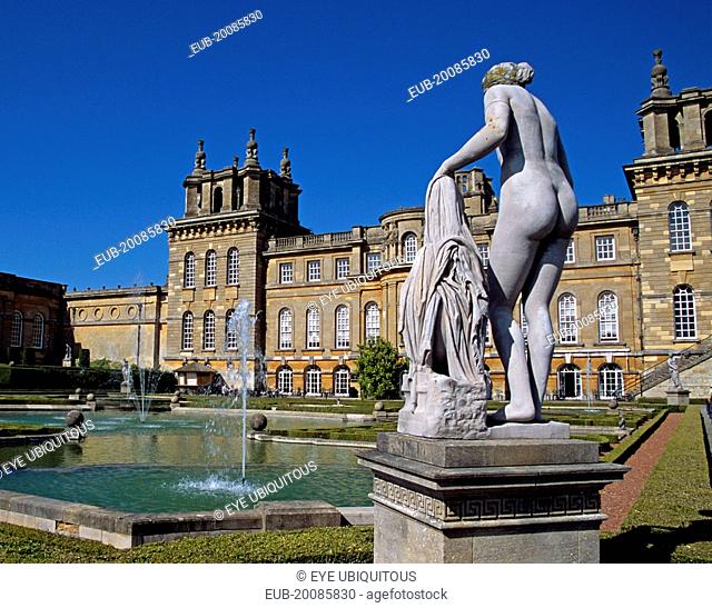 Blenheim Palace. Female nude statue in upper water terrace