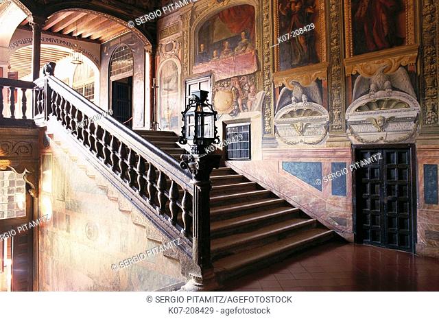 Main staircase. Real Monasterio de las Descalzas Reales. Madrid. Spain