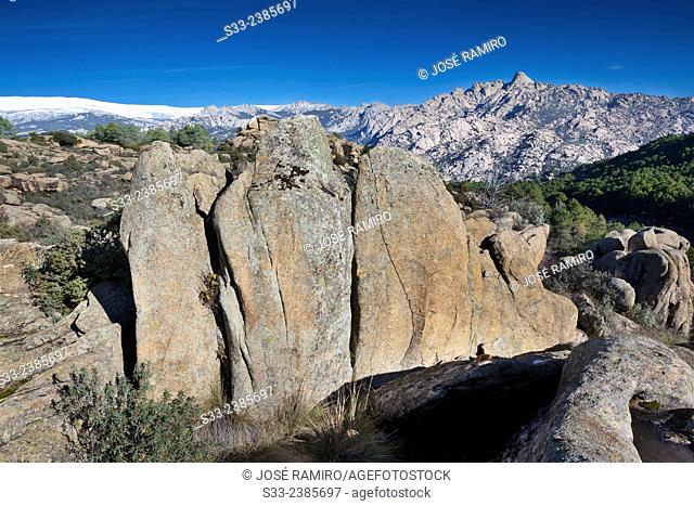 The Pedriza from Higuera hill. Regional Park of the Cuenca Alta del Manzanares. Manzanares el Real. Madrid. Spain. Europe
