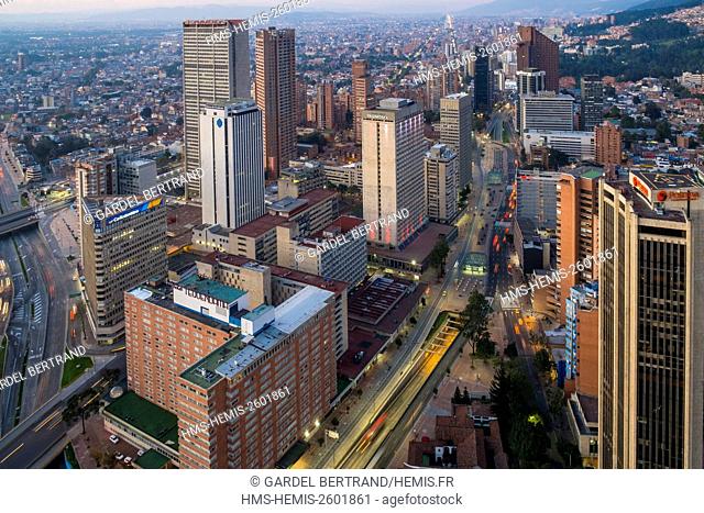 Colombia, Cundinamarca department, Bogota, district of Centro, general view of the city from the Torre Colpatria