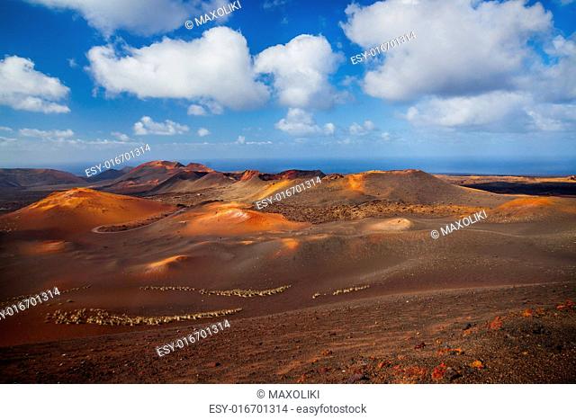 Volcanic crater in Mountains of fire, Timanfaya National Park in Lanzarote Island