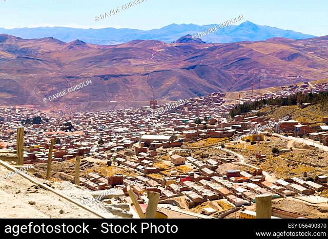 Potosi aerial view, Bolivia.Bolivian mining city