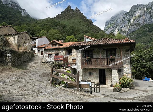 Picturesque and well preserved town of San Esteban de Cuñaba. Picos de Europa. Cantabria. Spain