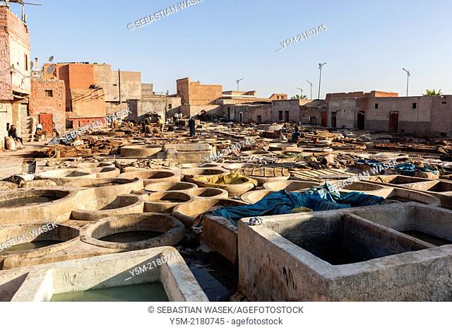 A leather tannery, Marrakesh, Marrakech-Tensift-El Haouz, Morocco