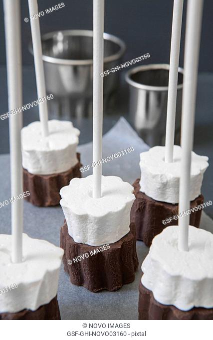 Hot Chocolate Sticks with Marshmallows, Close-Up