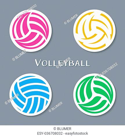 Colorful vector volleyball ball abstract labels collection