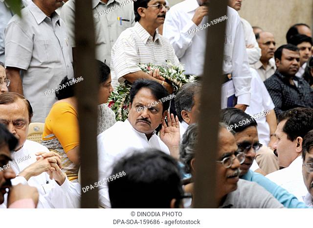 Chief Minister Vilasrao Deshmukh at funeral of Anti Terrorism Squad Chief Hemant Karkare killed by terrorist attack in Bombay Mumbai ; Maharashtra ; India...