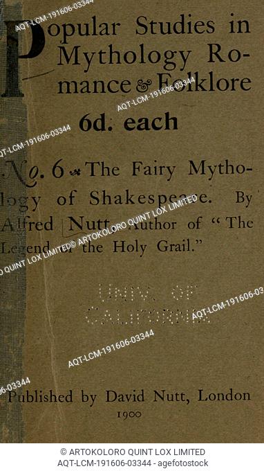The fairy mythology of Shakespeare : Nutt, Alfred Trübner, 1856-1910