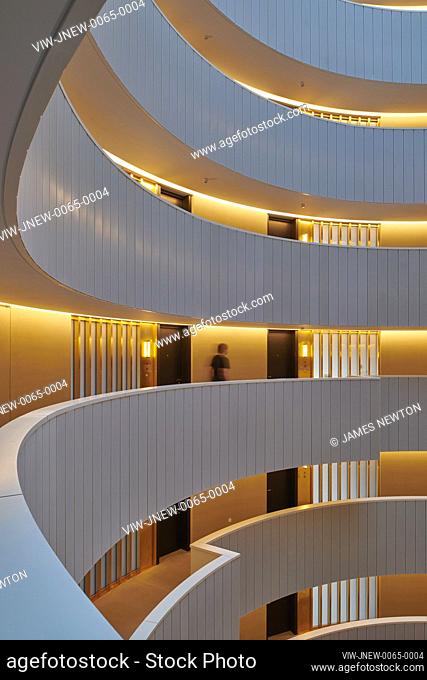 Large Atrium interior view. Gasholders London, London, United Kingdom. Architect: Wilkinson Eyre Architects, 2021