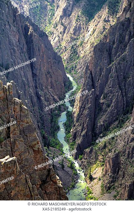 Gunnison River deep in the canyon, Black Canyon of the Gunnison National Park, Colorado, USA