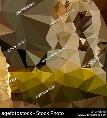 Low polygon style illustration of a medium jungle green abstract geometric background