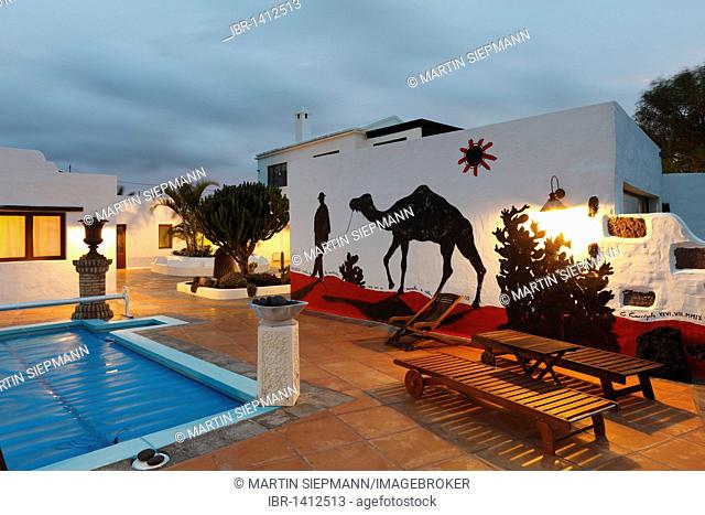 Patio, Hotel Casa de Hilario, Yaiza, Lanzarote, Canary Islands, Spain, Europe