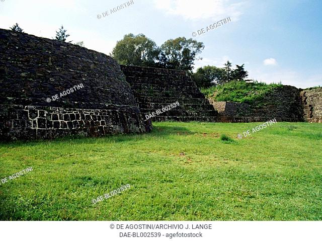 View of yacata pyramids, Tzintzuntzan, Michoacan, Mexico. Taraschi civilisation, 14th-16th century