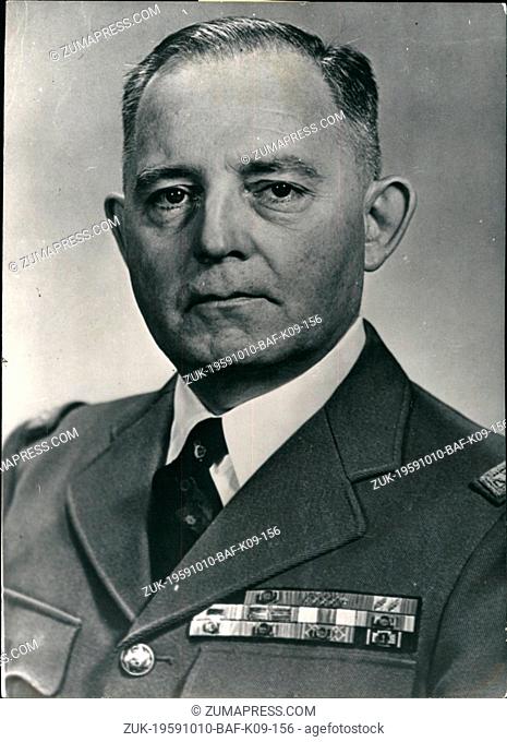 Oct. 10, 1959 - General Gazin Appointed Military Commandant of 1st Paris Region: A recent portrait of General Gazin whose appointment as commandant of the first...