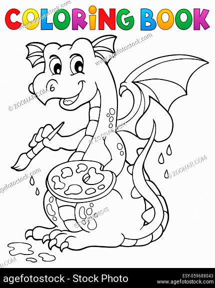 Coloring book painting dragon theme 1 - picture illustration