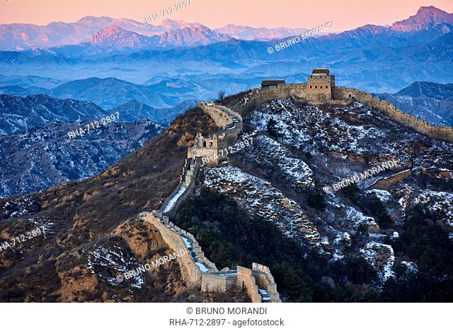 Jinshanling and Simatai sections of the Great Wall of China at sunset, Unesco World Heritage Site, China, East Asia