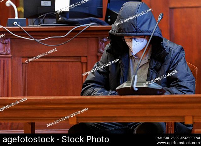 23 January 2023, Bavaria, Bayreuth: The accused 19-year-old young man sits in the courtroom in the regional court. At the beginning of January 2022
