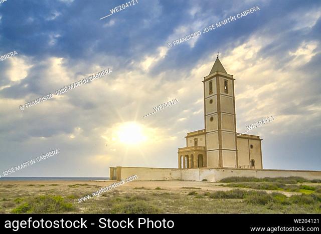 Church of the Salinas between the town of Cabo de Gata and Almadraba de Monteleva, belonging to the natural park of Cabo de Gata