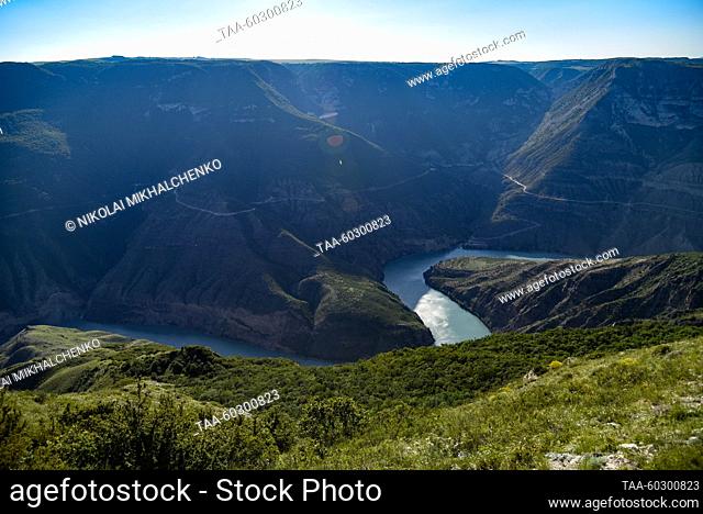 RUSSIA, REPUBLIC OF DAGESTAN - JULY 7, 2023: A view of the Sulak Canyon in the village of Dubki. Nikolai Mikhalchenko/TASS